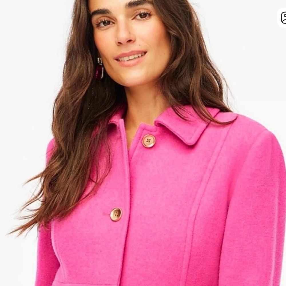 JCrew Factory Pink Wool Lady Coat with Gold Buttons